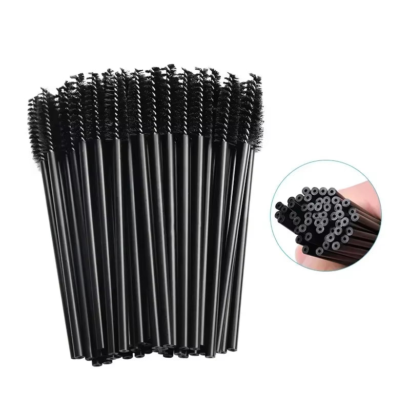 50Pcs Disposable Eyelash Brushes Crystal Eye Lash Mascara Wands Glitter Lash Comb Spoolies Micro Makeup Applicators
