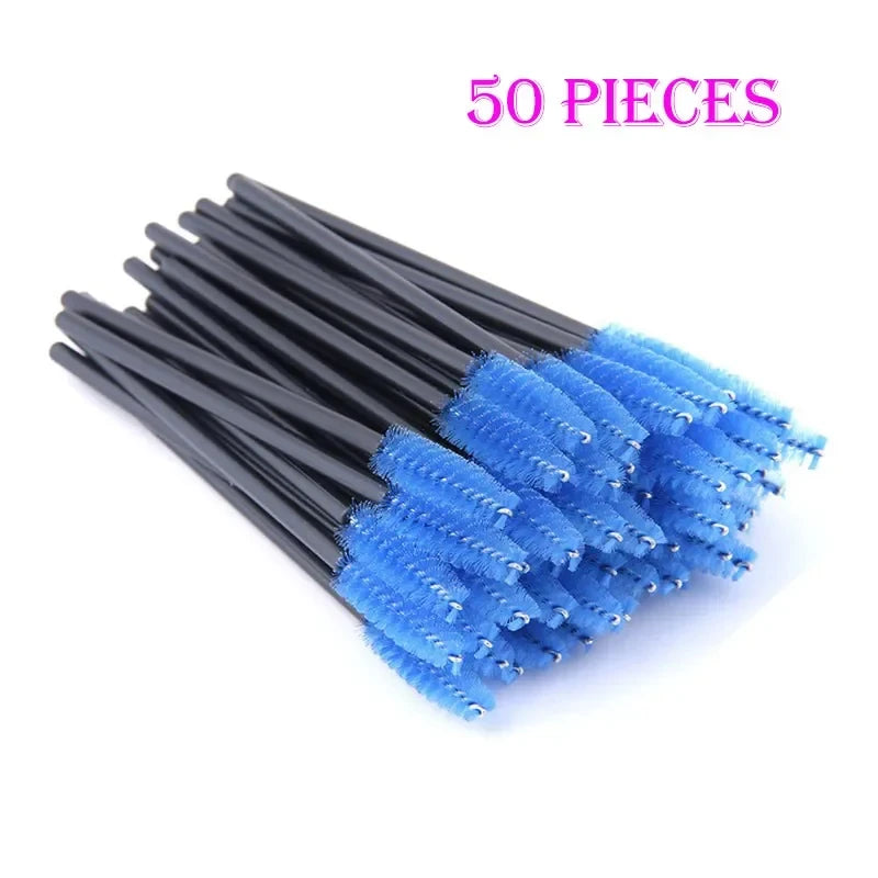 50Pcs Disposable Eyelash Brushes Crystal Eye Lash Mascara Wands Glitter Lash Comb Spoolies Micro Makeup Applicators