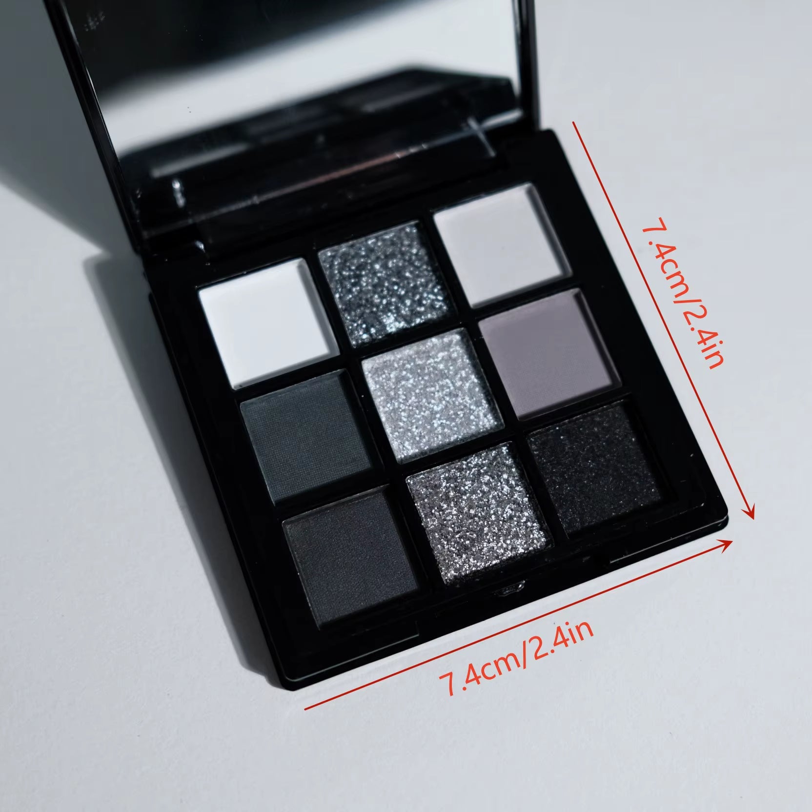 9 Colors Eye Shadow Palette, Dark Black Grey Silvery Color Shimmer Matte Finish Smokey Style Stage Party Performance Makeup